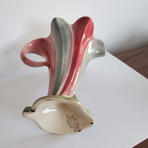 Staffordshire Lily Cornucopia vase planter hand painted porcelain floral - Picture 6 of 7